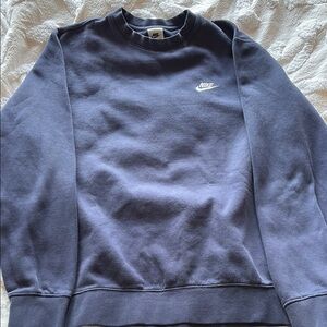 Nike Blue Crewneck Sweater with Ribbed Details
